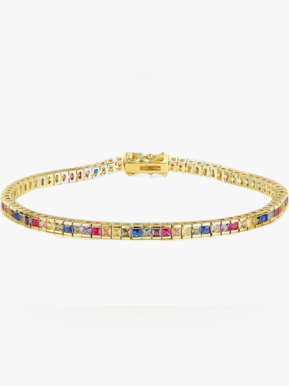 Stunning Nordstrom multi Gemstone 18kt Gold vermeil tennis bracelet 7 inch
